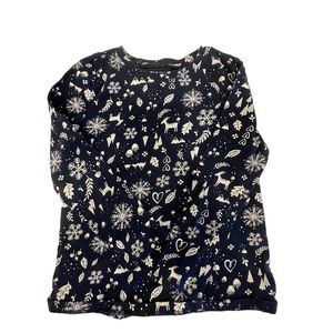 Old Navy Girls Shirt Long Sleeve Navy/White Woodland Winter 5T EUC
